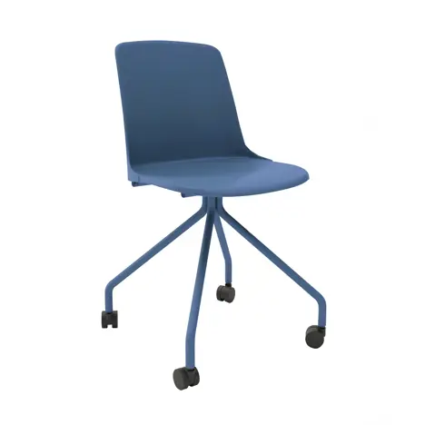 UNO Quad Base Conference Chair with Colour Matched Frame - Blue with Blue Frame